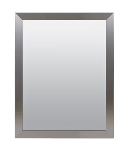 Zenna Professional 29.75-in W x 35.75-in H Rectangle Brushed Nickel Framed Framed Wall Mirror New In Box $299