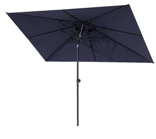 Sanluce 10 ft. x 6.5 ft. Rectangular Patio Umbrella with UV Protection, Easy Tilt and Wind-Resistant Features in Navy Blue New Open Box $299
