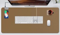 Bey-Berk Premuim Leather Wireless Charging Desk Pad 35 x 16.5 Inch, Brown New In Box $79