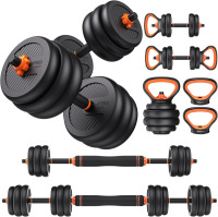FEIERDUN DS2 Adjustable Dumbbells, 40lbs Free Weight Set with Connector, 5 in1 Dumbbells Set Used as Barbell, Kettlebells, Push up Stand, Weight Plate, Fitness Exercises for Home Gym New Open Box $399