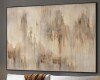 SIGNLEADER Extra Large Wall Art Fabric Print - Neutral Abstract Soft Beige and Taupe Waterfall-Inspired Illustration Artwork Decor for Living Room or Bedroom - "Frame Assembly Required (Unfinished Frame)", 60" x 46" New In Box $299