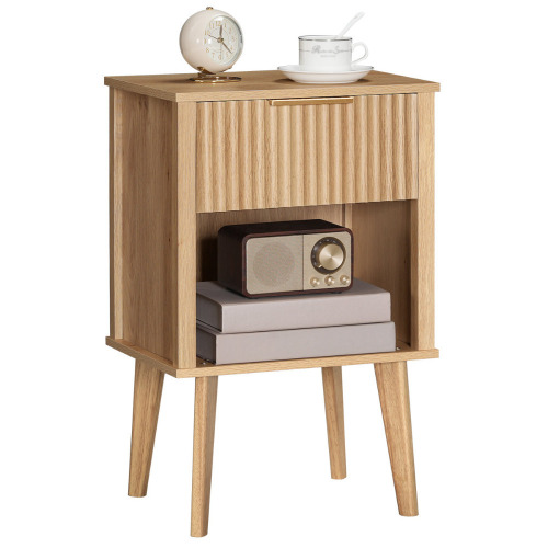 George Oliver 24" Fluted Nightstand with Drawer & Open Cubby, Wood nightstand Similar to Picture New In Box $199