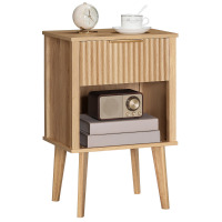 George Oliver 24" Fluted Nightstand with Drawer & Open Cubby, Wood nightstand Similar to Picture New In Box $199