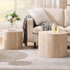 Millwood Pines Round Nesting Drum Coffee Table For Living Room, Bedroom Without Assembling (Set of 2) New In Box $299
