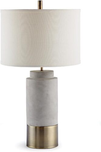 Napa Home & Garden 27.75" Scully Cylinder Modern 60W Natural Concrete Brass & Antique Bronze Desk End Table Lamp Everyday Office Table Tabletop Decor Decoration Natural Concrete/Antique Bronze New In Box $299