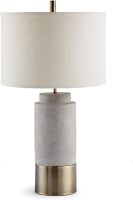 Napa Home & Garden 27.75" Scully Cylinder Modern 60W Natural Concrete Brass & Antique Bronze Desk End Table Lamp Everyday Office Table Tabletop Decor Decoration Natural Concrete/Antique Bronze New In Box $299