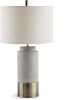 Napa Home & Garden 27.75" Scully Cylinder Modern 60W Natural Concrete Brass & Antique Bronze Desk End Table Lamp Everyday Office Table Tabletop Decor Decoration Natural Concrete/Antique Bronze New In Box $299