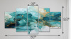Wrought Studio&trade; Teal Gold Abstract Fractal Mystic Mirage III - 5 Piece Wrapped Canvas Print New In Box $199
