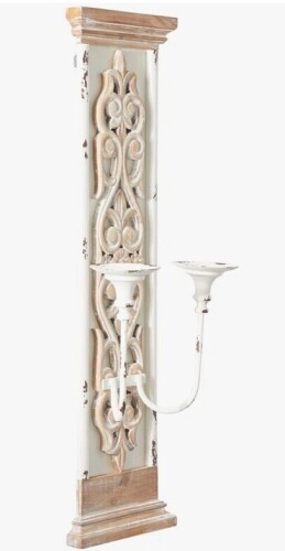Laurel Foundry Modern Farmhouse&reg; 29" H Wood and Metal Distressed 2-Light Rectangular Candle Wall Sconce New In Box $199