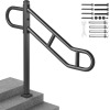 VEVOR Single Post Handrail for Outdoor 1-3 Steps, 40.5" L x 35.4" H Metal Bent Stair Handrails, Floor Mounted Carbon Steel Stair Railing, U-Shaped Post Grab Rails with 2 Anti-Skid Crossbar for Garage New In Box $199