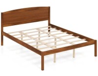 Gobek Queen Platform Bed Frame with Curved Headboard - Walnut $499
