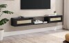 Walker Edison Destin Modern Rattan Flip-Down-Door Wall-Mounted Floating TV Stand for TVs up to 80 Inches, 70 Inch, Black New In Box $299