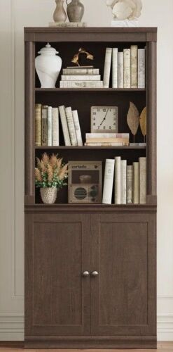 Gracie Oaks Tazmin 71" H Vertical Standard Bookcase with Cabinet in brown new in box $299