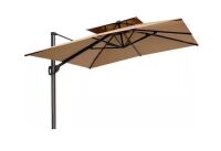 Pellebant 9 ft. x 11.5 ft. 2-Tier Aluminum Cantilever Patio Umbrella in Tan Outdoor Offset Umbrella Sun Shade New in Box $499