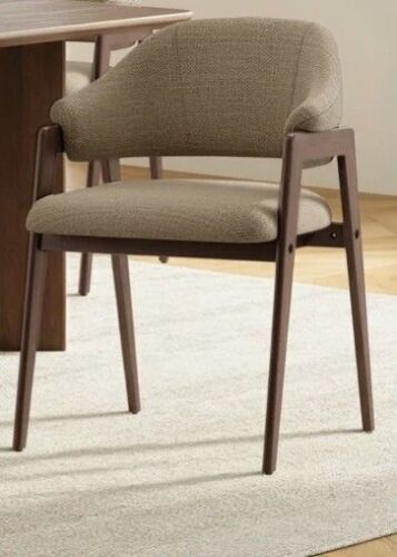 Corrigan Studio Modern Minimalist Upholstered Linen Dining Armchair with Solid Wood Legs in Green New in Box $399