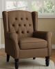 Charlton Home Duward Upholstered Brown Button Tufted Wingback Accent Chair with Rolled Arm and Thick Padded Cushion new $499