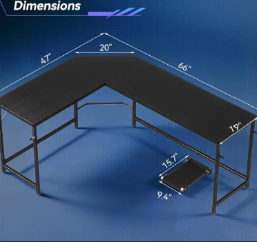 Weehom Reversible L Shaped Computer Desk, Large Corner Computer Gaming Desks for Home Office, Sturdy PC Laptop Workstation Wooden Table with Lots of Leg Room and Surface Top Space New In Box $299