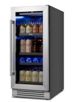 YEEGO15 in. Single Zone 80-Can Built-in Beverage Refrigerator, Beverage Cooler with Adjustable Shelves in Stainless Steel New Floor Model On Working $699