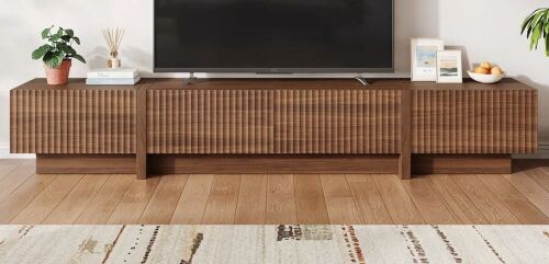 Ebern Designs 98'' TV Stand with Storage, Fluted Tv Console Cabinet, Mid Century Modern Entertainment Center, Wood Media Console for Living Room, Bedroom, New in Box $399