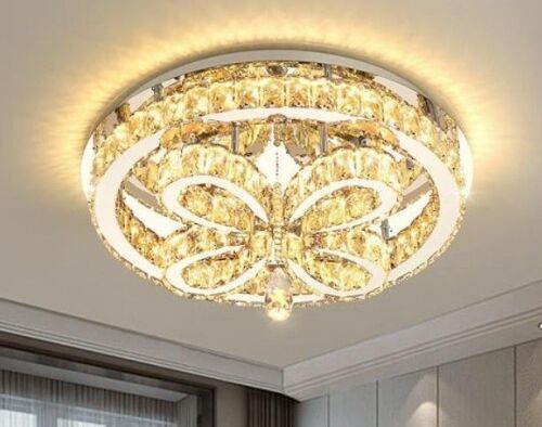 Dolria Modern Crystal Chandelier LED 2-Tier Flush Mount Ceiling Lighting Dimmable Pendant Light for Living Room Bedroom Dining Room Entryway Hallway New In Box $399