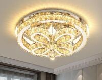 Dolria Modern Crystal Chandelier LED 2-Tier Flush Mount Ceiling Lighting Dimmable Pendant Light for Living Room Bedroom Dining Room Entryway Hallway New In Box $399