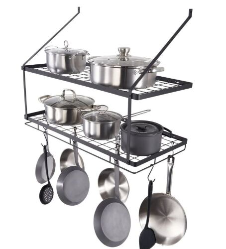 VEVOR Pot Rack Wall Mounted, 30 inch Pot and Pan Hanging Rack, Pot and Pan Hanger with 12 S Hooks, 55 lbs Loading Weight, Ideal for Pans, Utensils, Cookware in Kitchen New In Box $89