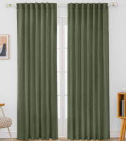 Gracie Oaks Toyoko Linen Blend Semi-Sheer Back Tab Curtains (Set of 2), 52" x 84" New $99
