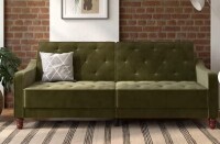 Novogratz Vintage Tufted Split Back Sleeper 81.5" Sofa, Green Velvet New in Box $599