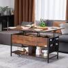 VEVOR Lift Top Coffee Table, 39.4 in Rectangle Coffee Table with Extra Storage Pockets, Pop Up Coffee Table with Power Strip & USB & Ambient Lighting New in Box $299
