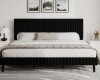 Mercer41 Velvet Upholstered Platform Bed Headboard and footboard with soft-padded vertical channel quilting King Size New in Box $499
