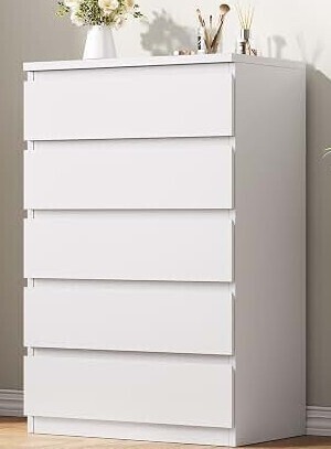 Jocoevol White 5 Drawer Dresser for Bedroom, 15" D x 23.7" W x 40.4" H in Simply Chest of Drawers, Wood Storage Dresser with Drawers New in Box $499
