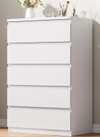 Jocoevol White 5 Drawer Dresser for Bedroom, 15" D x 23.7" W x 40.4" H in Simply Chest of Drawers, Wood Storage Dresser with Drawers New in Box $499