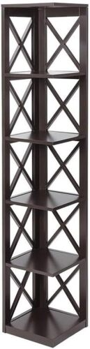 Convenience Concepts Oxford 5-Tier Corner Bookcase, Espresso New In Box $299
