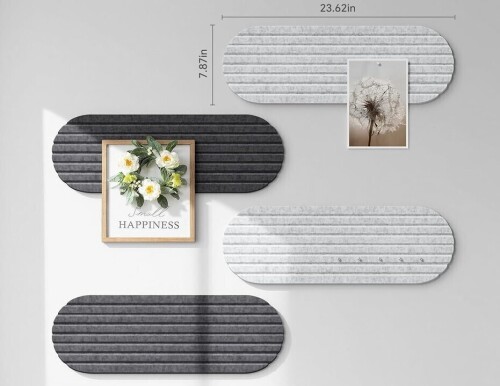 Subeauty Bulletin Board, 24'' X 8'' Cork Board Alternative, 4 Pack Felt Bar Strips Board with Pushpins, Foldable Felt Notice Vision Board Photo Display Board for Office Home School Wall New In Box