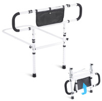 VEVOR Bed Rails for Elderly Adults, 180&deg; Foldable Bed Assist Rails for Seniors, 450LBS Loading Bed Side Rails Bed Cane with 4-Level Adjustable Handle, Storage Pocket Fits King Queen Full Twin Bed New In Box $199