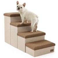 Latitude Run&reg; Dog Stairs With Storage&ndash; Foam Ramp For Small Pets, Non-Slip Ladder For Bed & Sofa With Waterproof Cover New In Box $199