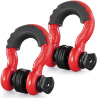 VEVOR 3/4" D-Ring Shackle, 2 Pack Alloy Steel Shackles 62832 lbs (28.5 Ton) Break Strength with 7/8" Screw Pin, Isolators & Washers, Heavy Duty Off Road Vehicle Recovery Shackle for Jeep Truck, Red New In Box $79