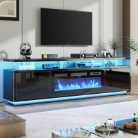 OneBlis 80" Fireplace TV Stand with Double LED Lights for TVs UP to 80", Electric Fireplace Entertainment Center with Storage Cabinets, TV Console for Living Room, Office, Black New In Box (2 Boxes) $599