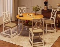 Gracie Oaks 5-Piece 35.4" Round Extendable Dining Table Set New in Box $599
