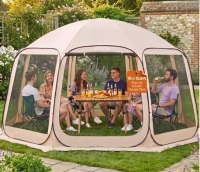 VEVOR Screen House Tent, 15 x 13.8 ft, 12-15 Person Pop Up Screen Tent, Portable Screened in Canopy with Carry Bag, Netting Sides, Ground Stakes, for Garden, Patio, Backyard, Outdoor Activities, Beige New in Box $399