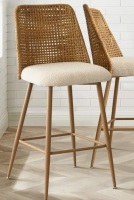 Ophelia & Co Aliette 27" Upholstered Boucle Rattan Full Back Counter Stool New in Box $399