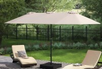 Sol 72 Outdoor Nyasia 15 ft. x 9 ft. Rectangular Market Umbrella with Base, Beige New in Box $499