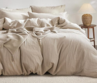 Bedsure 100% Washed Cotton Duvet Cover Cal King, Minimalist Bedding Set Linen Like, 3-Piece, PureWoven Plain Simple & Soft Comforter Cover for All Seasons New In Box $199