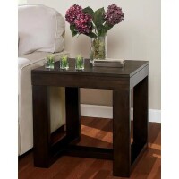 Signature Design by Ashley Watson 24.13" Dark Brown Square Wood End Table with Trestle Base, New in Box $399