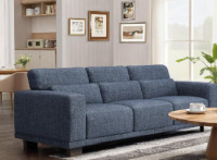 Marsail 89" Sofa, 3 Seater Couch for Living Room, Modern Sofa with Deep Seats Supportive Cushion and Wide Armrests, Easy to Clean with Removable Covers, Linen Fabric, Blue (2 boxes) new open box $499