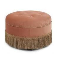 Jennifer Taylor Home Yolanda 24" Round Upholstered Accent Ottoman Peach Orange New in Box $399