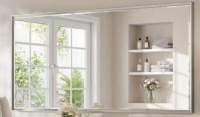 Bonosuki Modern 36 in. W x 72 in. H Aluminum Double Beveled Frame Wall Mounted Bathroom Vanity Miror,Brushed Nickel new in box $499