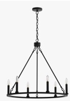 Birch Lane Adriana 6-Light Dimmable Steel Wagon Wheel Chandelier with Sloped Ceiling Adapter New in Box $399