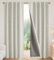 Joydeco 100% Blackout Curtains for Bedroom, Natural Linen Curtains, Thermal Insulated Light Blocking Drapes, Rod Pocket & Back Tab, Darkening Privacy Living Room, Light Beige, 52"W x 96"L (Pair) / Gracie Oaks Graciella Thermal Insulated Faux Linen Texture