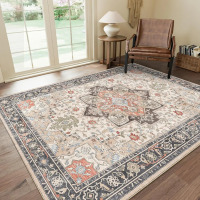 GENIMO Daria Washable Vintage Persian Tribal Reddish Brown Area Rug, 8' x10' $299